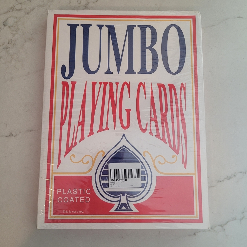 Jumbo Plastic Coated Playing Cards 8x11 For Kids Or Senior Gag Gift NWT Sealed